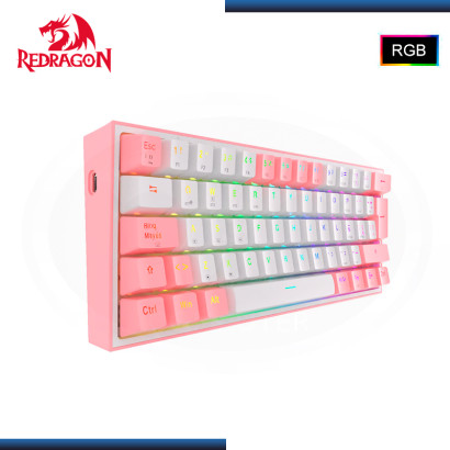 TECLADO REDRAGON FIZZ PRO K616-RGB WHITE PINK MECANICO ESPAÑOL USB-C/BLUETOOTH/WIRELESS (PN:K616-RGB-WP-SP)