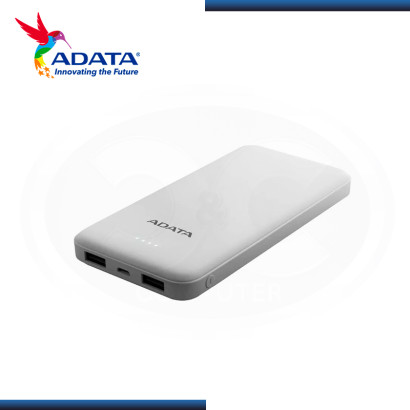 ADATA T10000 WHITE ULTRA SLIM CARGADOR DE BATERIA PORTATIL (PN:AT100-USBA-CWH)