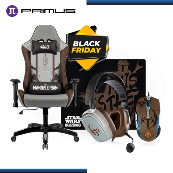 COMBO PRIMUS MANDALORIAN : SILLA GAMER THRONOS 200S + AUDIFONO ARCUS100T CON MICROFONO + MOUSE PAD ARENA MEDIUM (REF:0-138121)