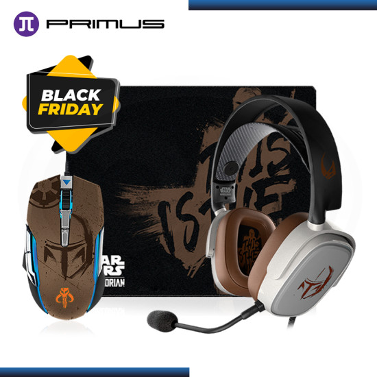 COMBO PRIMUS MANDALORIAN 02 : AUDIFONO ARCUS100T CON MICROFONO + MOUSE GLADIUS 12400T RGB + MOUSE PAD ARENA MEDIUM