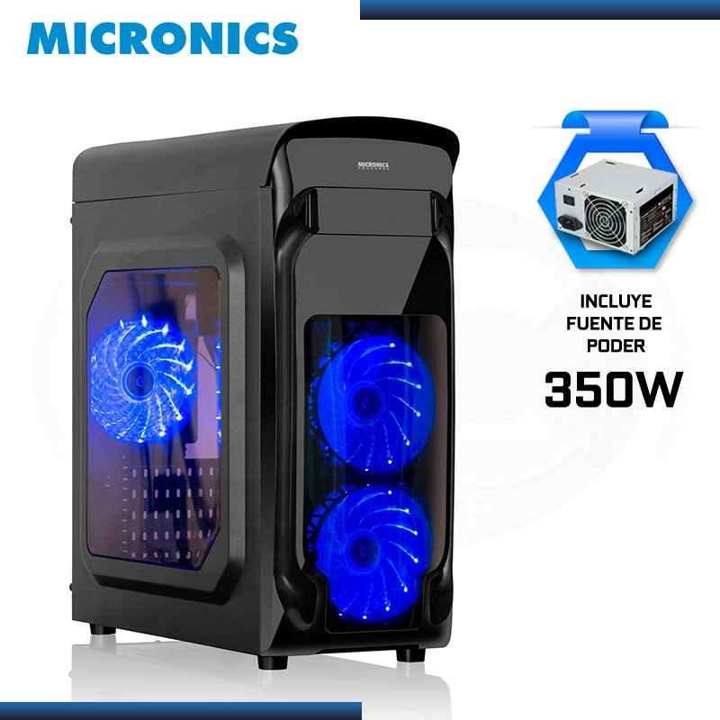 CASE MICRONICS CONCORDE MIC C813 CON FUENTE 350W COOLER LED AZUL USB 3.0/USB 2.0