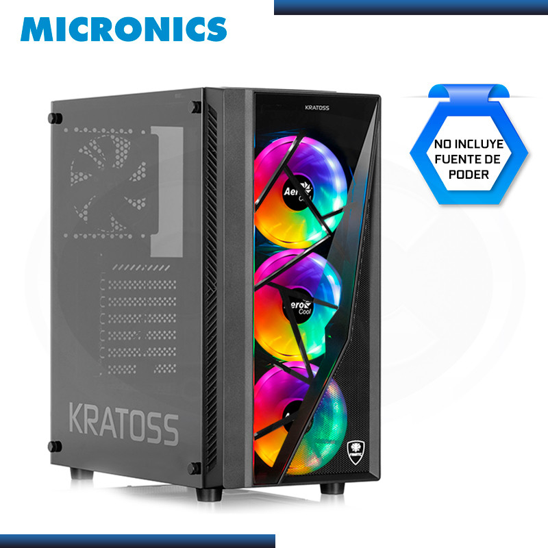 CASE MICRONICS KRATOSS FNT-C8008 COOLER FRGBx3 SIN FUENTE VIDRIO TEMPLADO USB 3.0/USB 2.0 "BAD BOX"