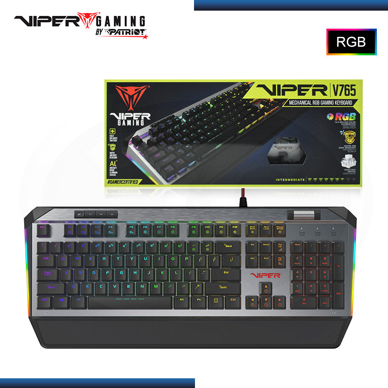 TECLADO VIPER GAMING V765 BLACK RGB MECANICO SWITCH WHITE WIRED USB (PN:PV765MBWUXMGM)