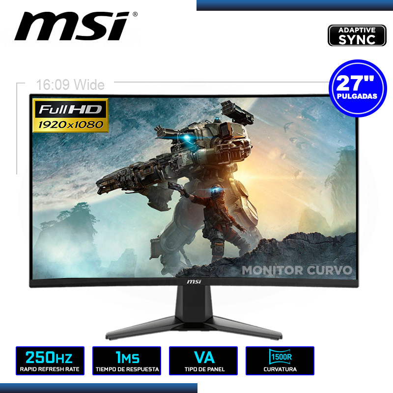 MONITOR LED 27" MSI MAG 27C6X CURVO 1920x1080 HDMI DP 1MS/250Hz/ADAPTIVE SYNC