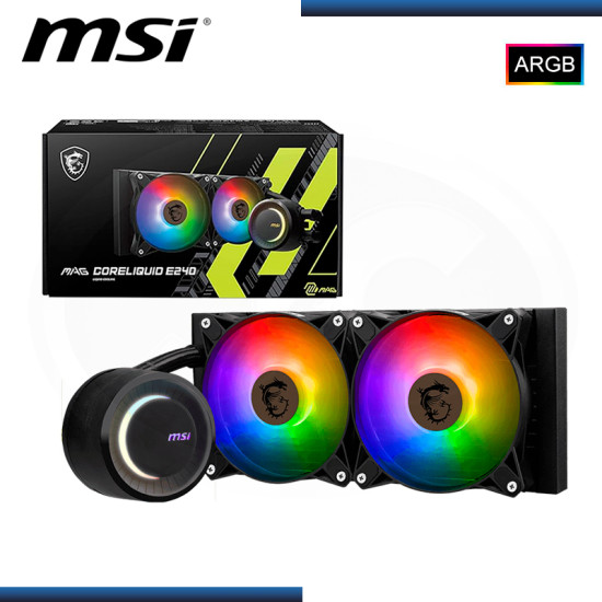 MSI MAG CORELIQUID E240 BLACK ARGB REFRIGERACION LIQUIDA AMD/INTEL (PN:306-7ZW5E17-C24)