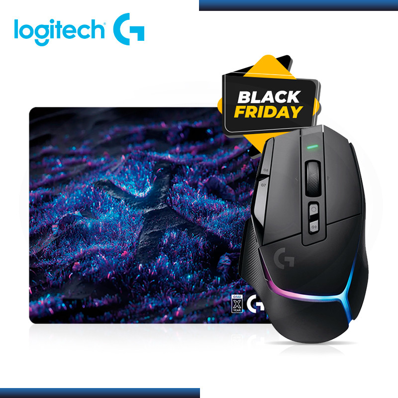 COMBO LOGITECH G : MOUSE G502 X PLUS LIGHTSYNC RGB BLACK WIRELLES (PN:910-006160) + MOUSE PAD G640 SE LARGE (PN:943-001334)