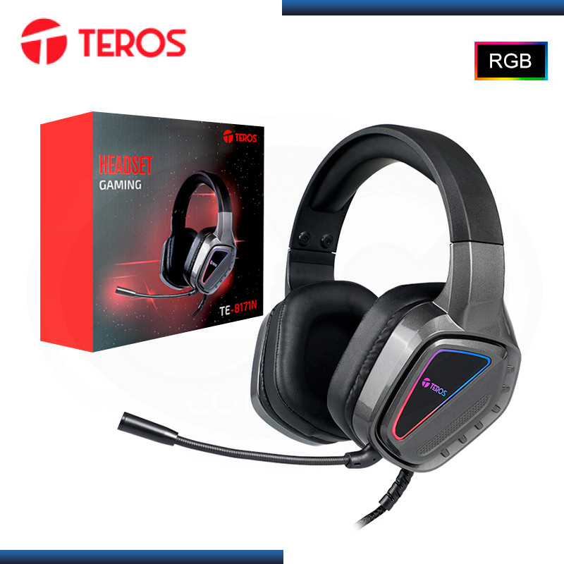 AUDIFONO TEROS TE-8171N RGB BLACK CON MICROFONO CONEXIÓN 3.5MM + USB