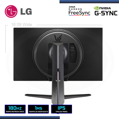 MONITOR LED 24" LG 24GS65F-B ULTRAGEAR 1920x1080 HDMI 1MS/180Hz/AMD FREESYNC/COMPATIBLE NVIDIA G-SYNC