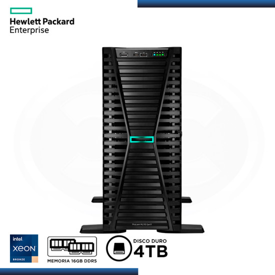 SERVIDOR HPE PROLIANT ML110 GEN11 INTEL XEON BRONZE 3408U 8 CORE/MEMORIA 16GB DDR5/HDD 4TB LFF (PN:P55534-001)