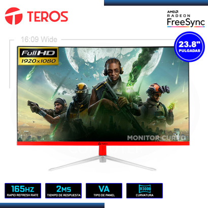 MONITOR LED 23.8" TEROS TE-2471G CURVO 1920x1080 HDMI DP 2MS/165Hz/AMD FREESYNC