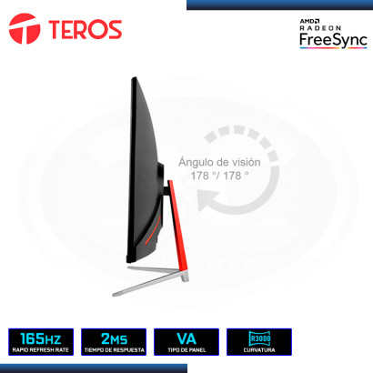 MONITOR LED 23.8" TEROS TE-2471G CURVO 1920x1080 HDMI DP 2MS/165Hz/AMD FREESYNC