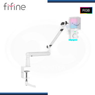 MICROFONO FIFINE TAM6 AMPLIGAME WHITE RGB CONDENSADOR USB CON SOPORTE DE BRAZO