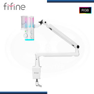 MICROFONO FIFINE TAM6 AMPLIGAME WHITE RGB CONDENSADOR USB CON SOPORTE DE BRAZO