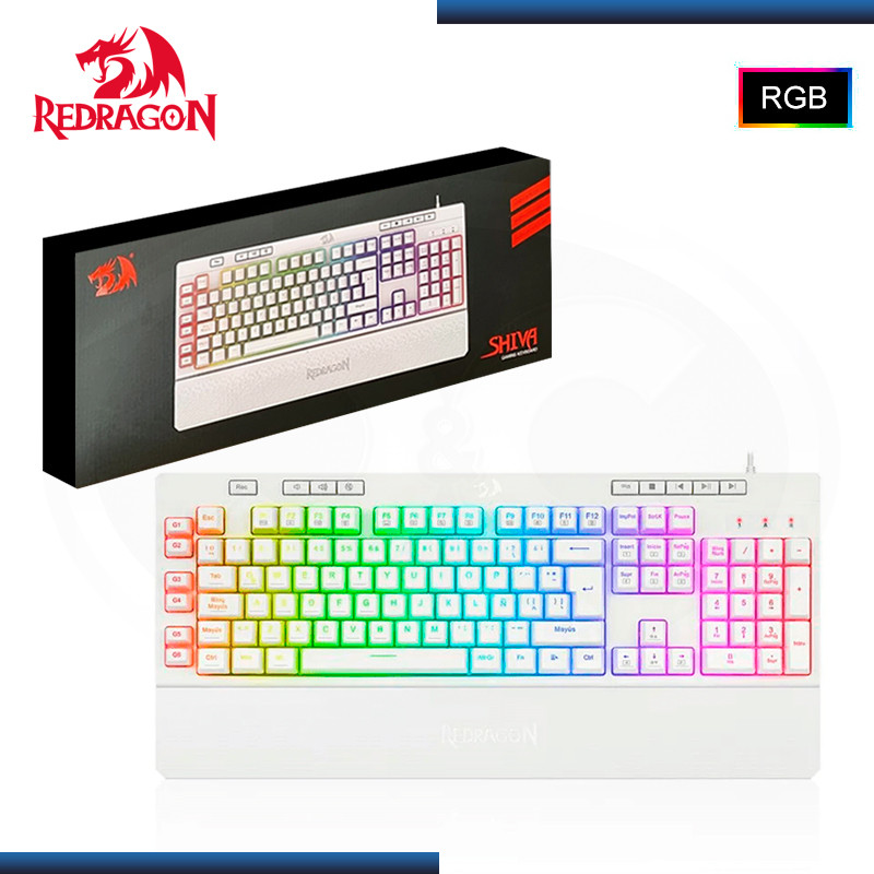 TECLADO REDRAGON SHIVA WHITE RGB SEMI-MECANICO SPANISH WIRED USB (PN:K512W-RGB-1)