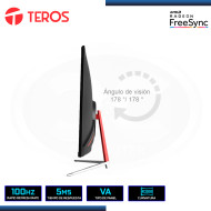 MONITOR LED 23.8" TEROS TE-2401S CURVO 1920x1080 HDMI VGA 5MS/100Hz/AMD FREESYNC