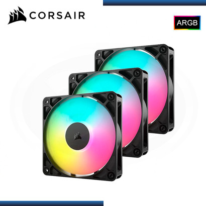 CORSAIR RS120 ARGB BLACK 120MM PACKx3 COOLER PARA CASE (PN:CO-9050181-WW)