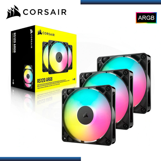 CORSAIR RS120 ARGB BLACK 120MM PACKx3 COOLER PARA CASE (PN:CO-9050181-WW)