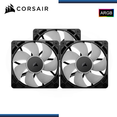 CORSAIR RS120 ARGB BLACK 120MM PACKx3 COOLER PARA CASE (PN:CO-9050181-WW)