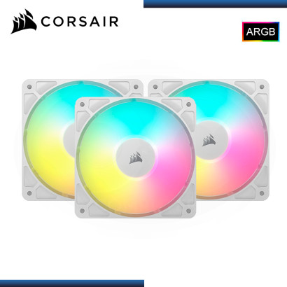 CORSAIR RS120 ARGB WHITE 120MM PACKx3 COOLER PARA CASE (PN:CO-9050185-WW)