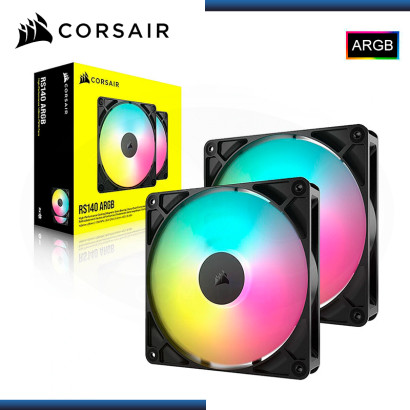 CORSAIR RS140 ARGB BLACK 140MM PACKx2 COOLER PARA CASE (PN:CO-9050183-WW)