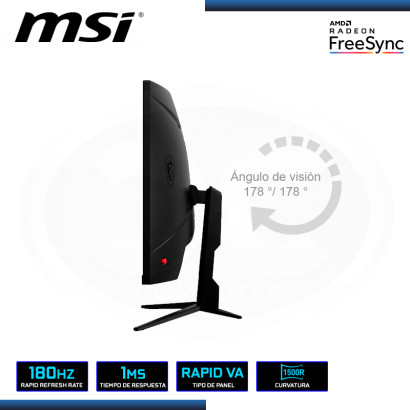 MONITOR LED 27" MSI G27C3F CURVO 1920x1080 HDMI DP 1MS/180Hz/AMD FREESYNC