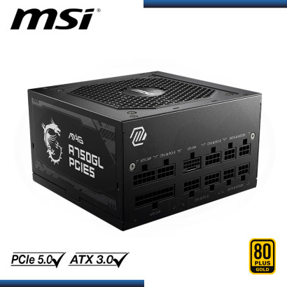 FUENTE MSI MAG A750GL PCIE5 750W 80 PLUS GOLD FULL MODULAR (PN:306-7ZP8A23-CE0)