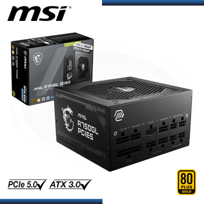 FUENTE MSI MAG A750GL PCIE5 750W 80 PLUS GOLD FULL MODULAR (PN:306-7ZP8A23-CE0)