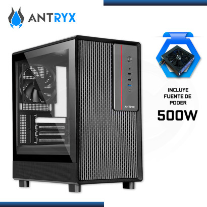 CASE ANTRYX  XTREME MICRO XM-410 BLACK CON FUENTE B500W VIDRIO TEMPLADO USB 3.0/USB 2.0 (PN:AC-XM410-500CP)