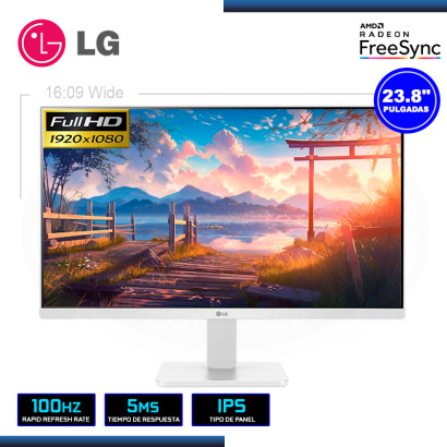 MONITOR LED 23.8" LG 24MR400-W WHITE 1920x1080 HDMI VGA 5MS/100Hz/AMD FREESYNC