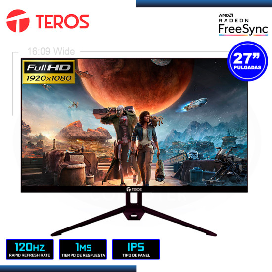 MONITOR LED 27" TEROS TE-2713S 1920X1080 HDMI VGA 1MS/120Hz/AMD FREESYNC