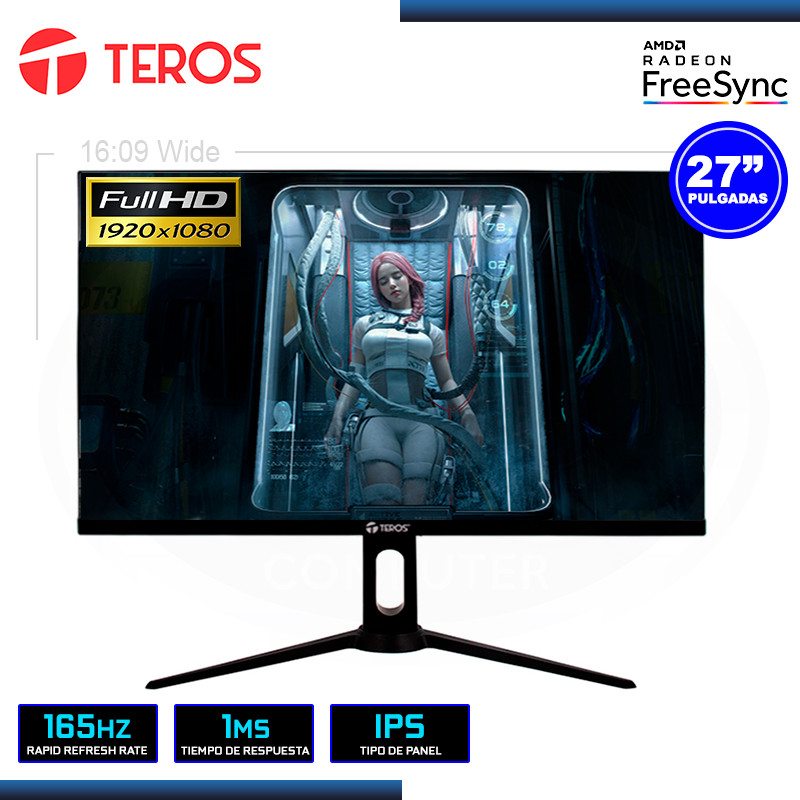 MONITOR LED 27" TEROS TE-2752G 1920X1080 HDMI DP 1MS/165Hz/AMD FREESYNC