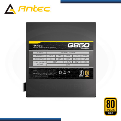 FUENTE ANTEC ATOM G850 BLACK 850W 80 PLUS GOLD SEMI MODULAR (PN:761345200387)