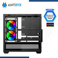 CASE ANTRYX  FX-740 ARGB BLACK SIN FUENTE VIDRIO TEMPLADO USB TYPE-C /USB 3.0