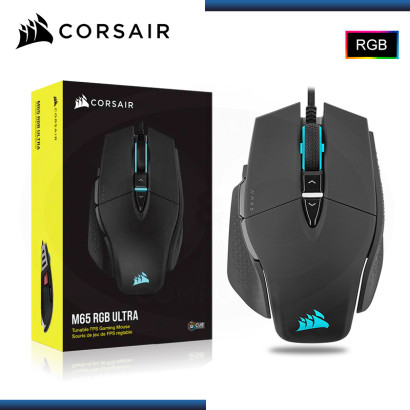 MOUSE CORSAIR M65 RGB FPS ULTRA AJUSTABLE BLACK 26,000 DPI CONEXION WIRED USB (PN:CH-9309411-NA2)