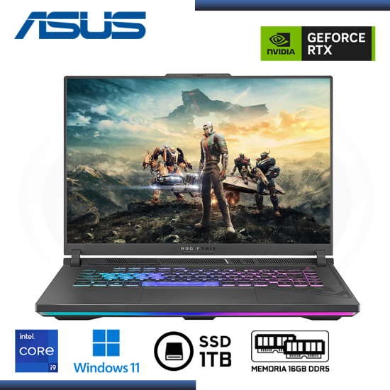 LAPTOP ASUS ROG STRIX G16 G614JV-AS94 /GEFORCE RTX 4060/CORE I9 13980HX/PANTALLA 16"/MEMORIA 16GB DDR5/SSD 1TB M.2/WIN 11