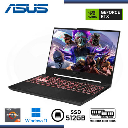 LAPTOP ASUS TUF GAMING A16 FA607PV /GEFORCE RTX 4060/AMD RYZEN 9 7940HX /PANTALLA 16"/MEMORIA 16GB DDR5/SSD 512GB M.2/WIN 11