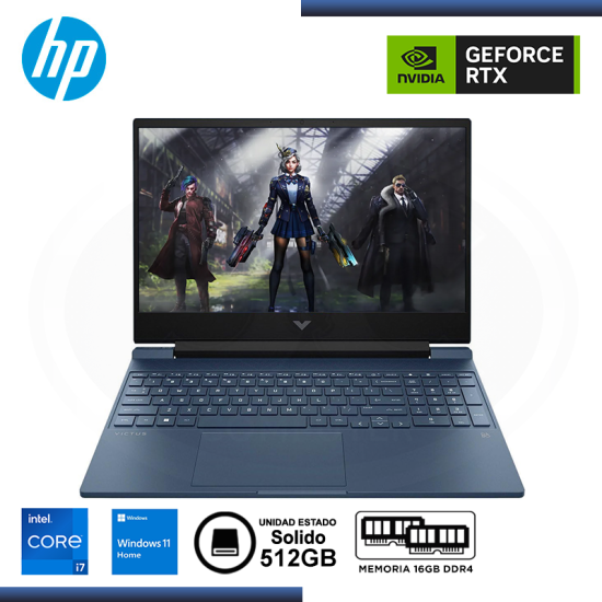 LAPTOP HP VICTUS GAMING 15-FA1657NR/GEFORCE RTX 4060/CORE I7 13620H/PANTALLA 15.6"/MEMORIA 16GB DDR4/SSD 512GB M.2/WIN 11H