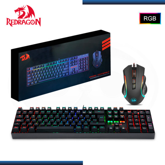 KIT REDRAGON K551RGB-BA TECLADO MITRA RGB SWITCH BLUE ESPAÑOL + MOUSE GRIFFIN M607 (PN:K551RGB-BA-SP)