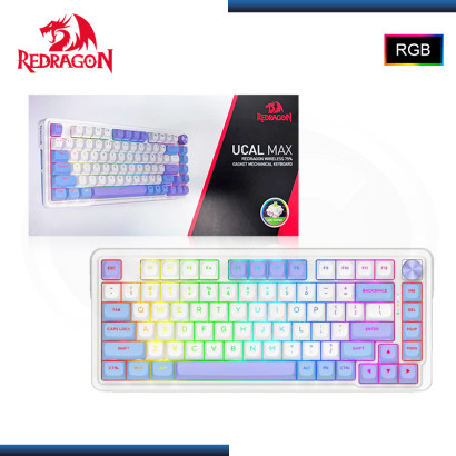 TECLADO REDRAGON UCAL MAX RGB 75% INGLES MECANICO USB-C/BLUETOOTH/WIRELESS (PN:K673WBP-RGB-MAX)