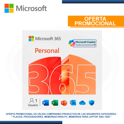 OFERTA PROMOCIONAL "MICROSOFT 365 PERSONAL ESD LICENCIA VIRTUAL ESPAÑOL 12 MESES 1 PC & MAC (PN:QQ2-00008)"