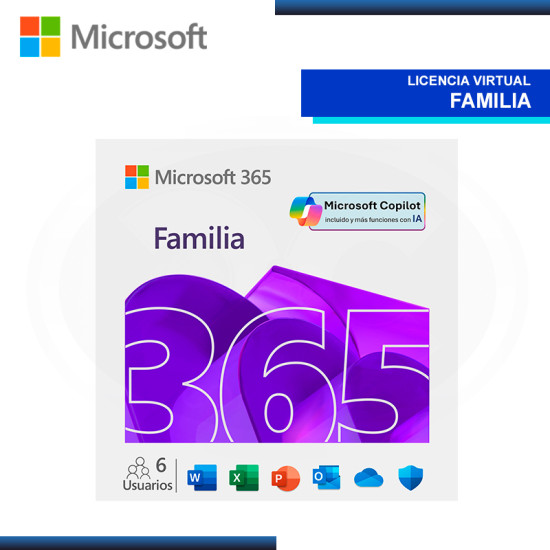 MICROSOFT 365 FAMILY ESD LICENCIA VIRTUAL ESPAÑOL 12 MESES 6 PCs & MAC (PN:6GQ-00088)