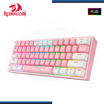 TECLADO REDRAGON FIZZ PRO K616-RGB PINK WHITE INGLES MECANICO USB-C/BLUETOOTH/WIRELESS (PN:K616-RGB-PW)