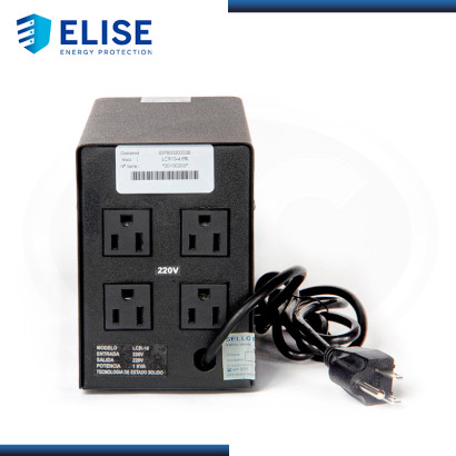 ESTABILIZADOR ELISE IEDA POWER SAFE LCR10-4.5% SOLIDO 1KVA 4 TOMAS A 220VAC