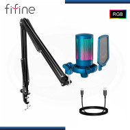 MICROFONO FIFINE A6T BLUE RGB CON SOPORTE DE BRAZO