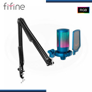 MICROFONO FIFINE A6T BLUE RGB CON SOPORTE DE BRAZO