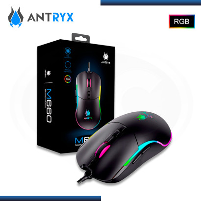 MOUSE ANTRYX M660 RGB BLACK 7,200 DPI CONEXIÓN WIRED USB (PN:AGM-M660KK)