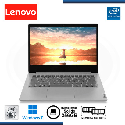 LAPTOP LENOVO IDEAPAD 3 14IML05 CORE I3-10110U/PANTALLA 14"/MEMORIA 4GB DDR4/SSD 256GB/WIN 11H ESPAÑOL (PN:81WA00Q2LM)