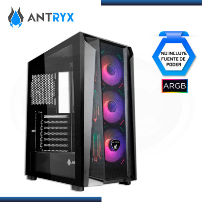 CASE ANTRYX RX-570 BLACK ARGB SIN FUENTE VIDRIO TEMPLADO USB 3.0/USB 2.0 (PN:AC-RX570K)