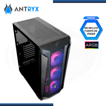 CASE ANTRYX RX-570 BLACK ARGB SIN FUENTE VIDRIO TEMPLADO USB 3.0/USB 2.0 (PN:AC-RX570K)