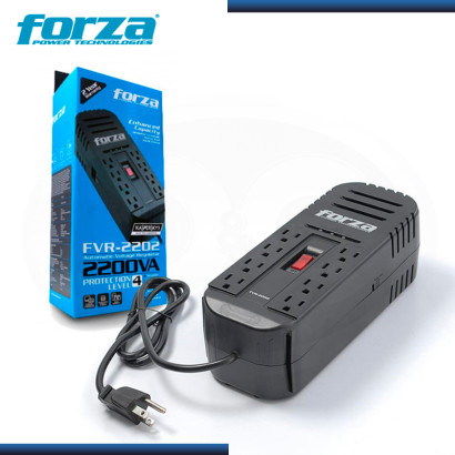 ESTABILIZADOR FORZA FVR-2202 2200VA/1100W 8 TOMAS BLACK